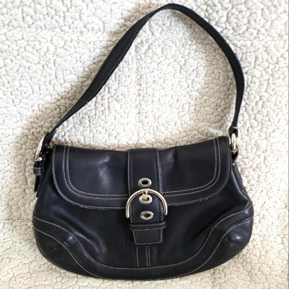 Coach black leather bag